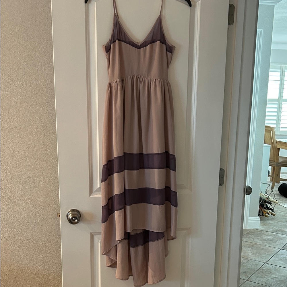 Rory Beca Purple and Cream High Low Dress